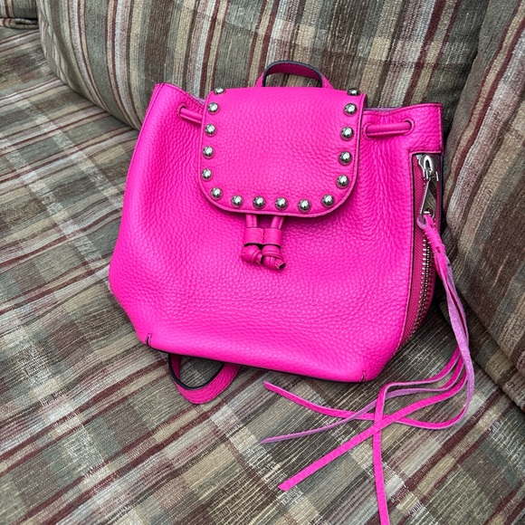 Rebecca Minkoff Hot Pink Studded Backpack - Picture 1 of 6